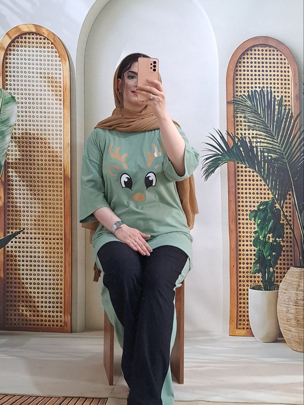 ست لانگ و بگ تیشرت و شلوار گوزن
